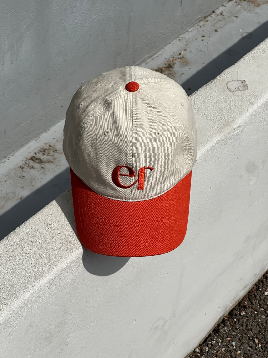 [F] ER 아이보리 오렌지 빈티지 볼캡 모자 상품이미지1