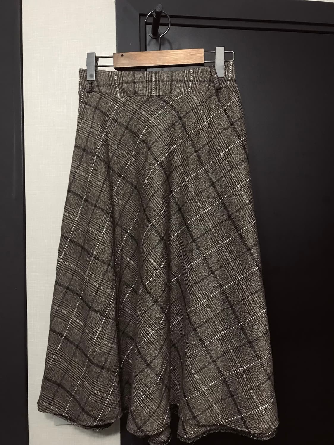 빈티지 체크 브라운 롱스커트 상품이미지1