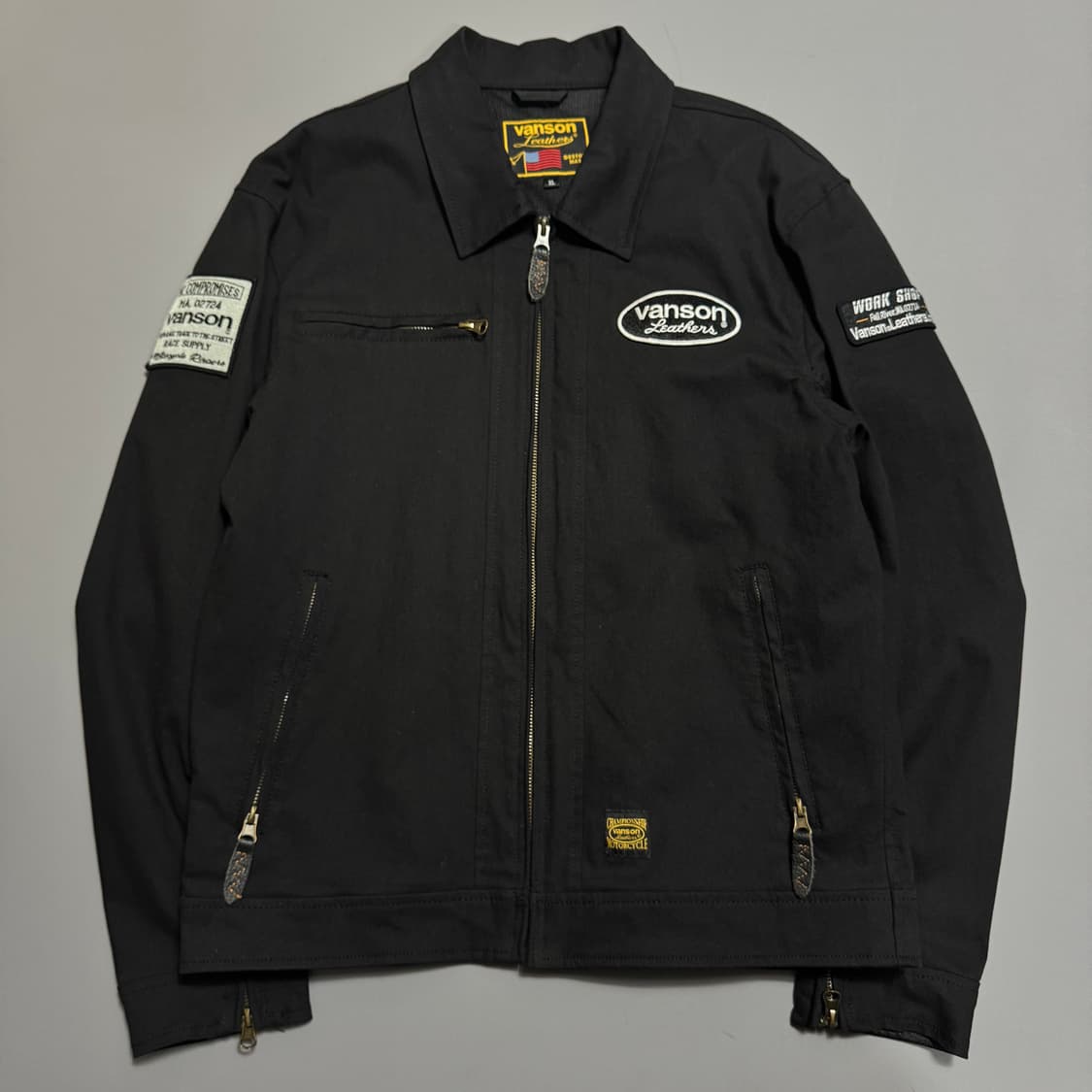 VANSON 블랙컬러 양면 자수로고 와펜패치 코튼 폴리에스터 바이커 자켓 상품이미지10