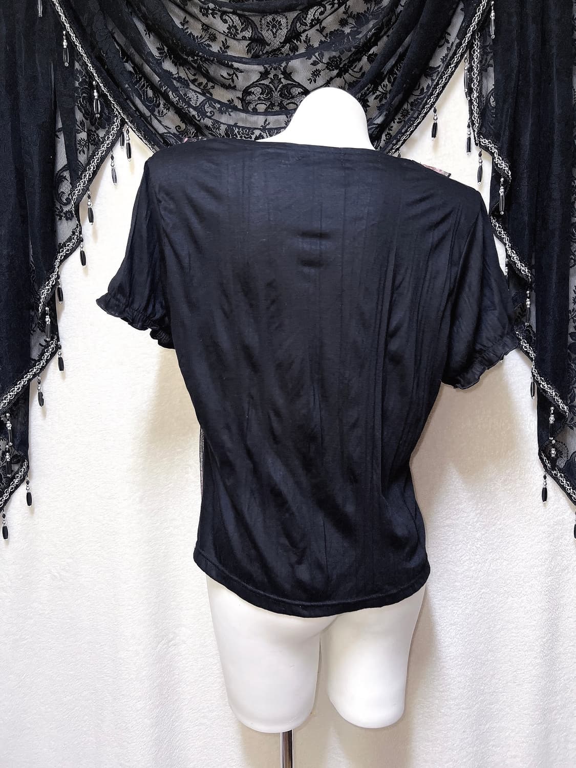 로맨틱고딕 오리엔탈 다크페어리 플라워 레이스 반팔탑 히메카지 갸루 핀터 상품이미지7