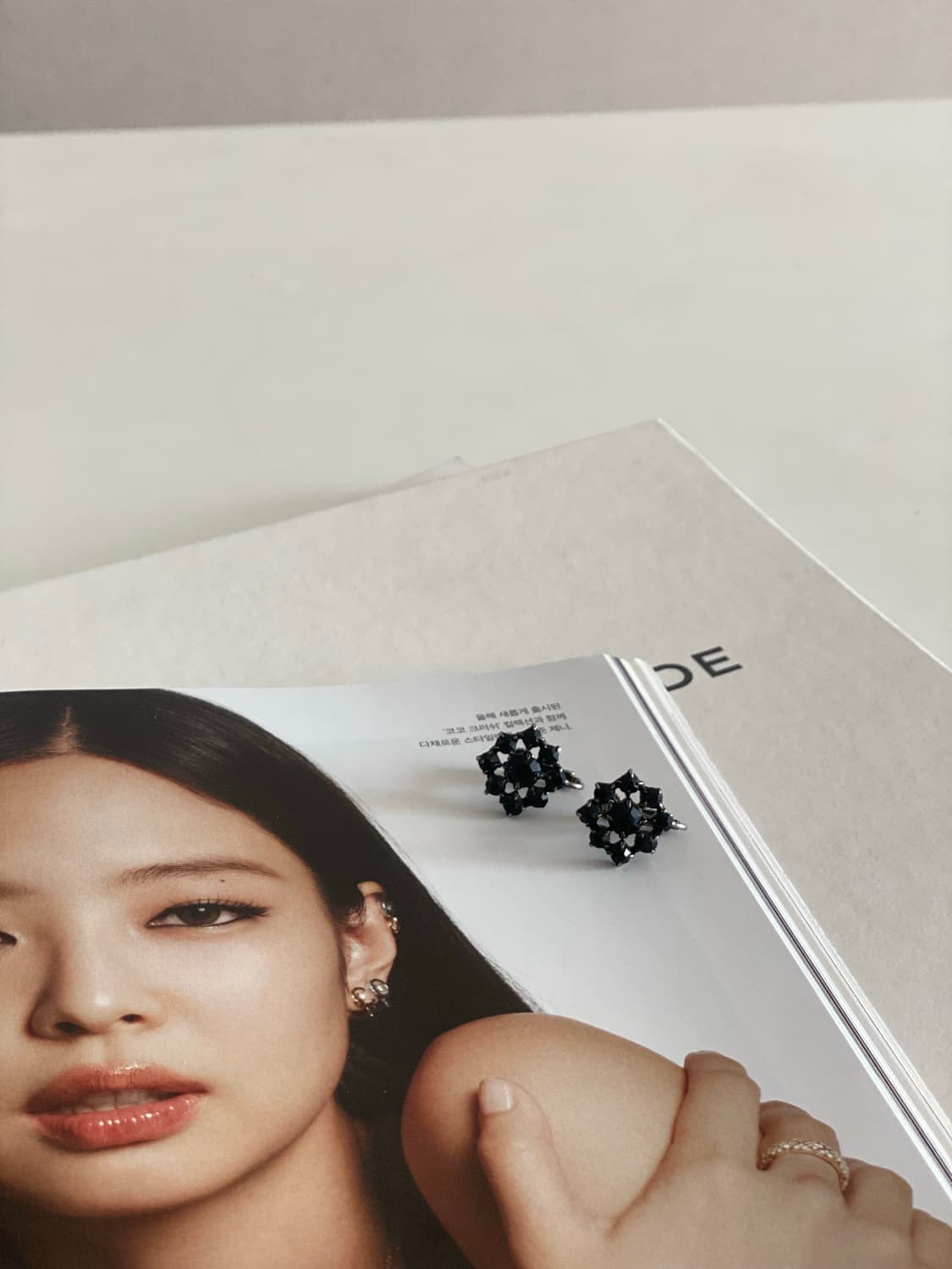 오닉스 블랙 크리스털 클립 이어링 (빈티지) 상품이미지2