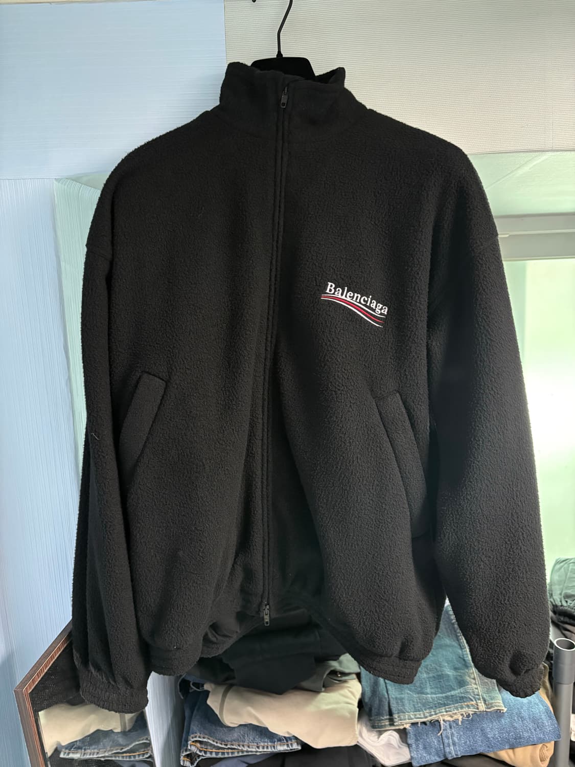 발렌시아가 폴리티컬 캠페인 웨이브로고 플리스 집업 1사이즈 새상품  상품이미지1