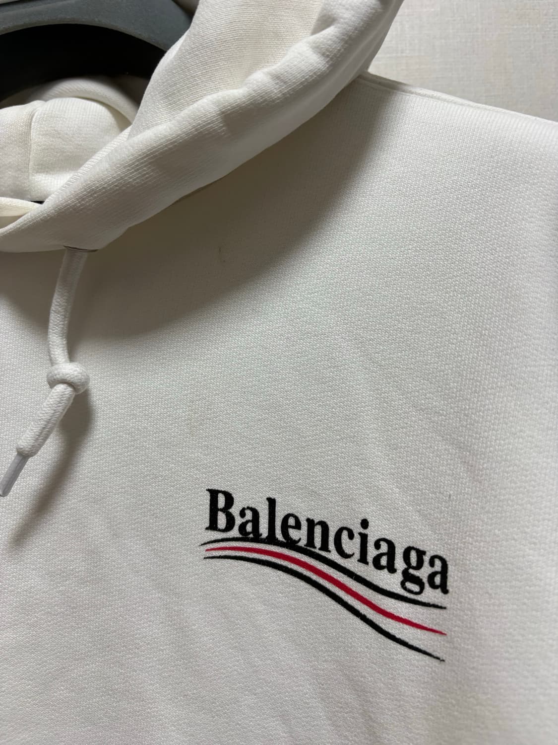 (백화점판, Xl) 발렌시아가 웨이브로고 후드티 화이트 상품이미지6