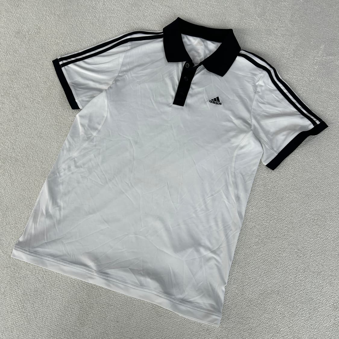 아디다스 삼선 흰색 반팔 폴로티 m 상품이미지1