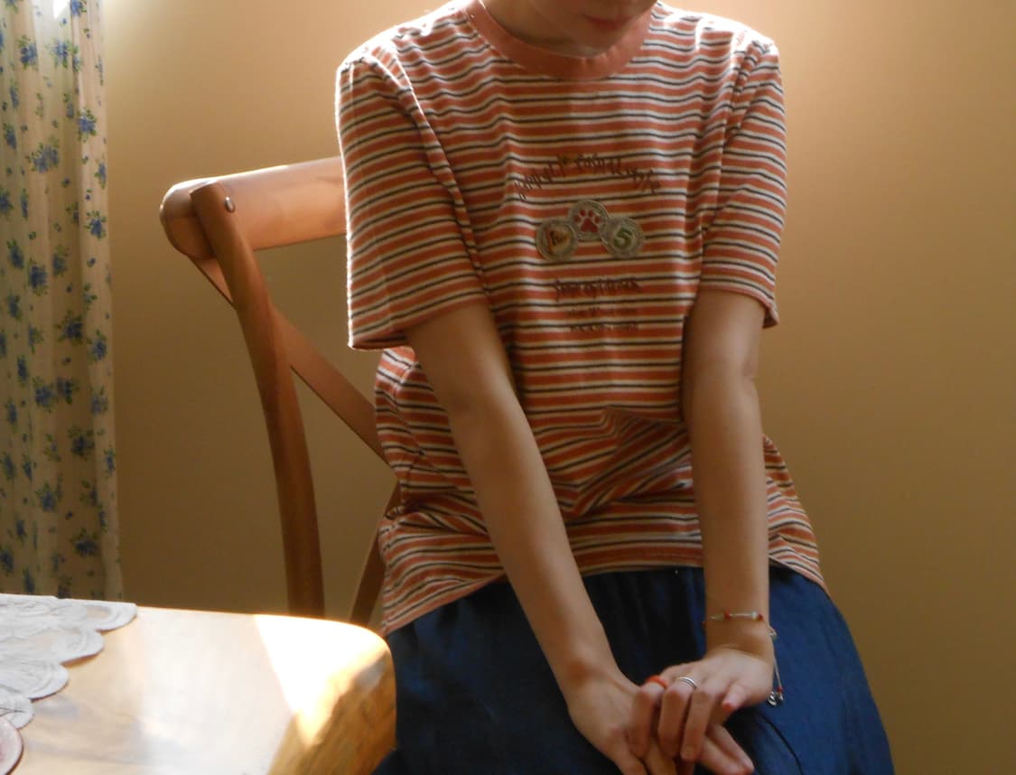 오렌지 퍼피 포우 스트라이프 반팔티 상품이미지3