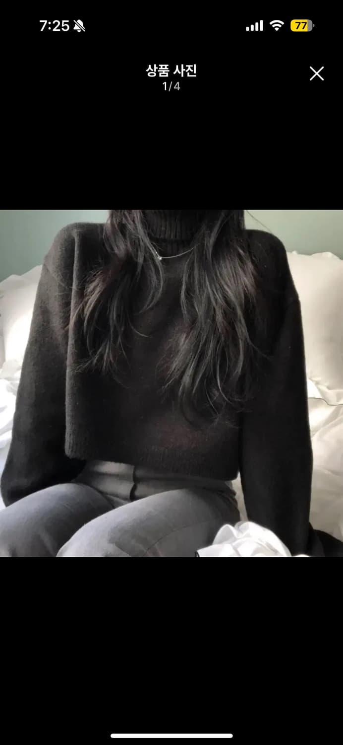 목폴라 크롭 블랙 니트 상품이미지1