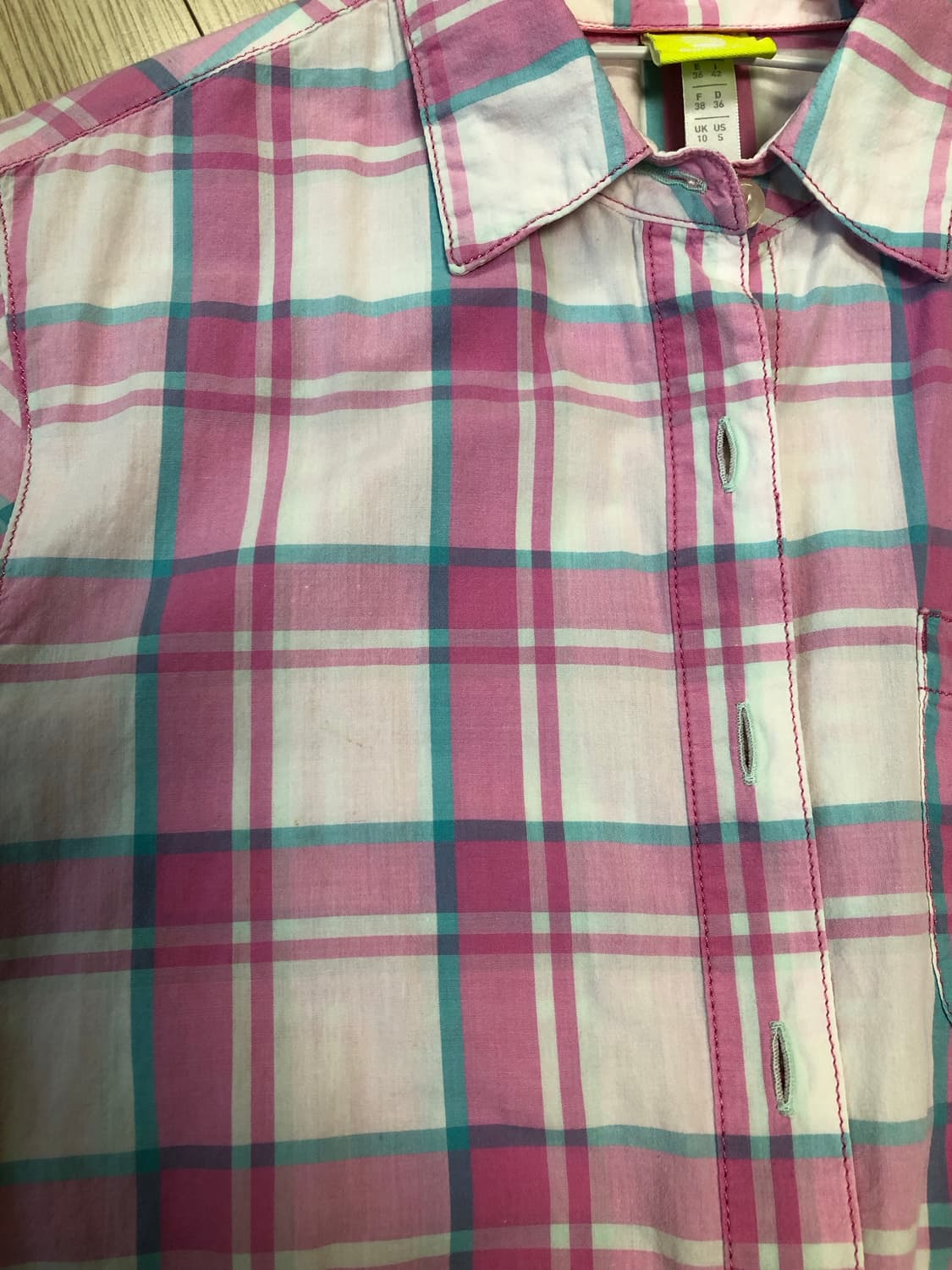 M 아디다스 분홍 하늘 체크 셔츠 남방 상품이미지10