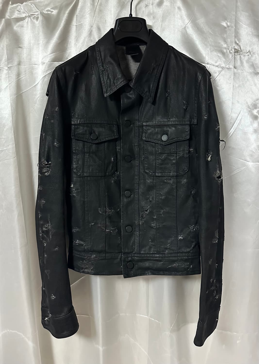 디올옴므 04 strip 디스트레스드 트러커 자켓 상품이미지1