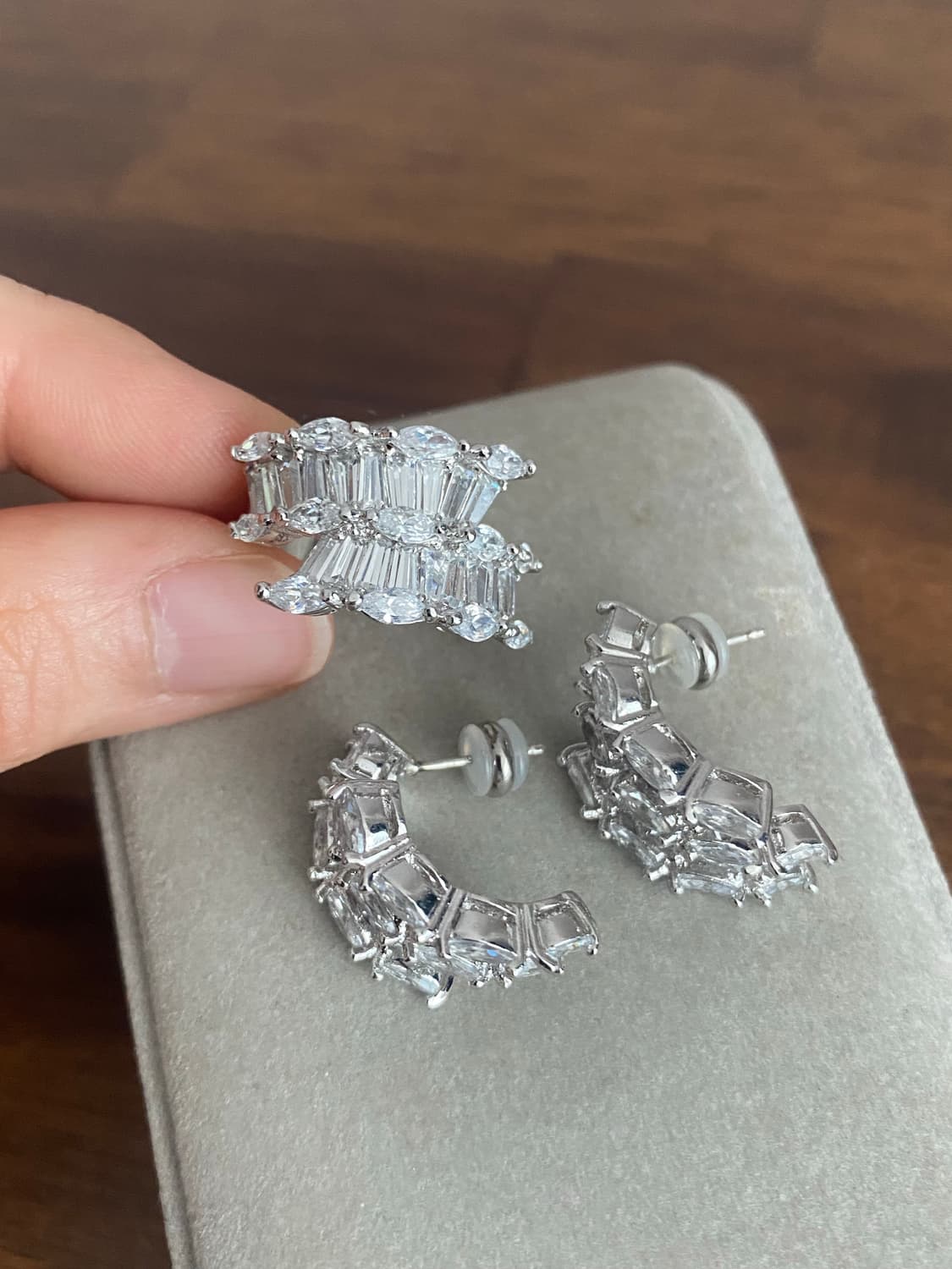 큐빅 악세서리 반지 귀걸이 세트 상품이미지2