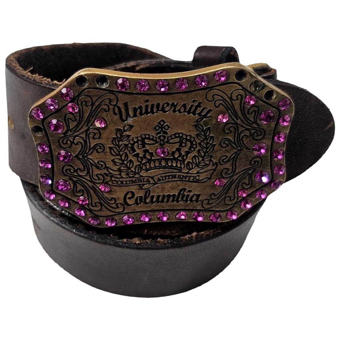 University Columbia 빈티지 가죽 큐빅 벨트 상품이미지1