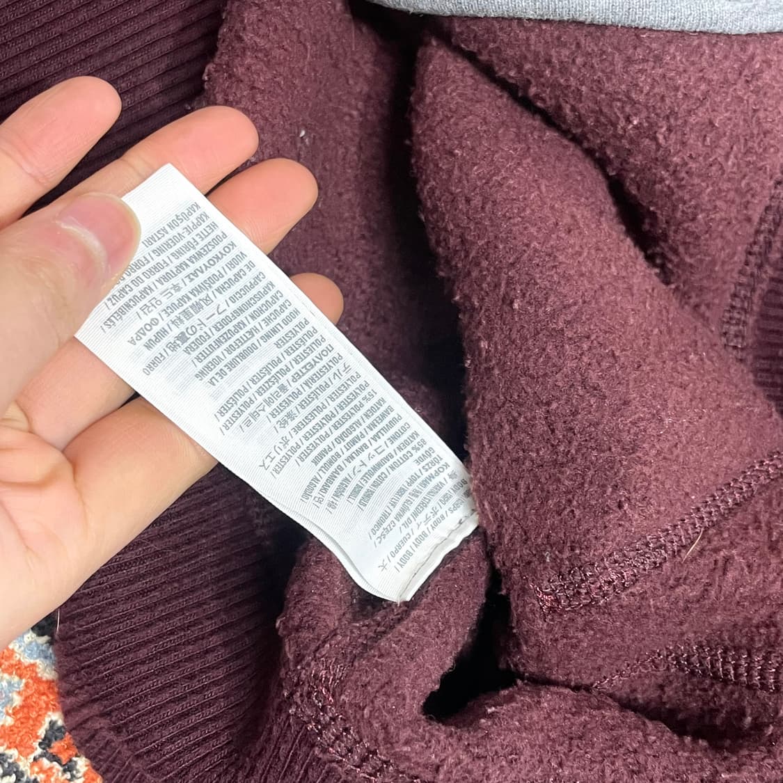 아베크롬비 숫자로고 버건디 기모 후드집업 남성S 상품이미지4