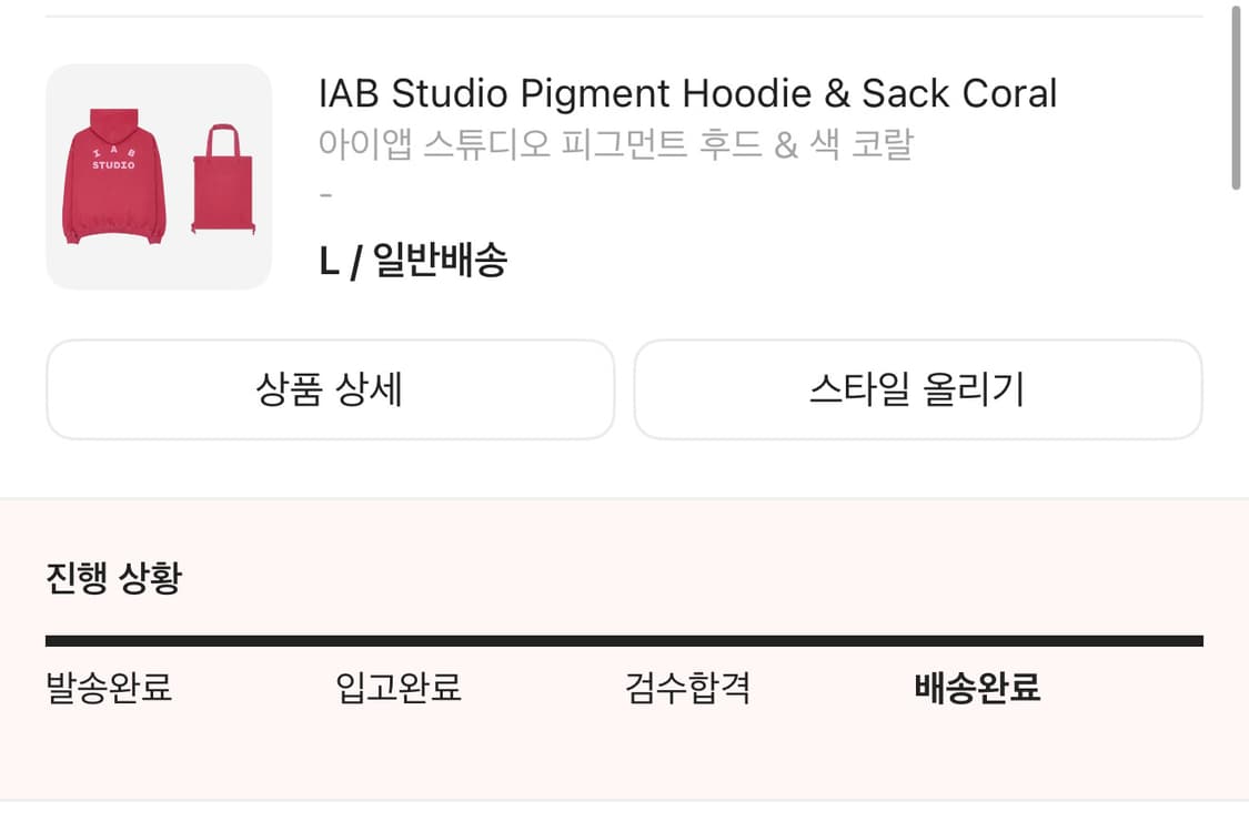 아이앱 피그먼트 후드티 코랄 L 상품이미지3