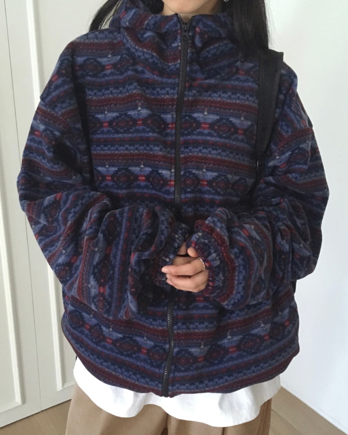 [새상품] 우닌 빈티지 노르딕 후리스 투웨이 후드 집업 상품이미지2