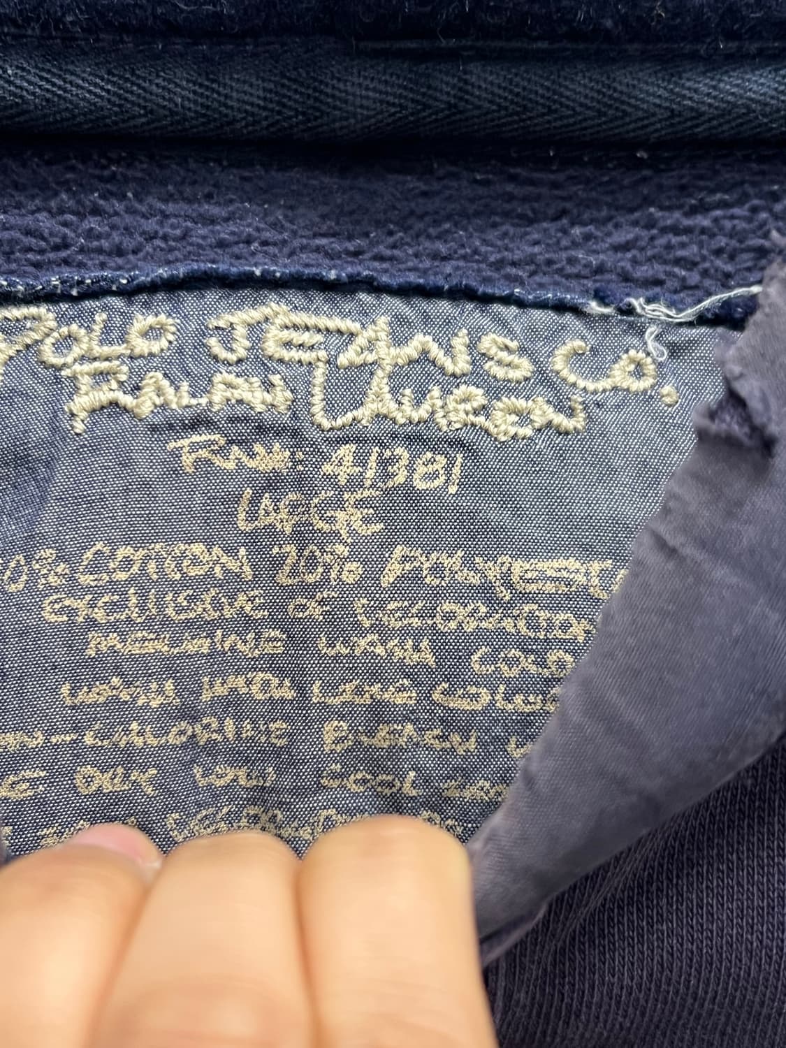 (L) 90s 폴로 랄프로렌 U.S RL 인디언 패치 두산 기모 후드티 상품이미지4