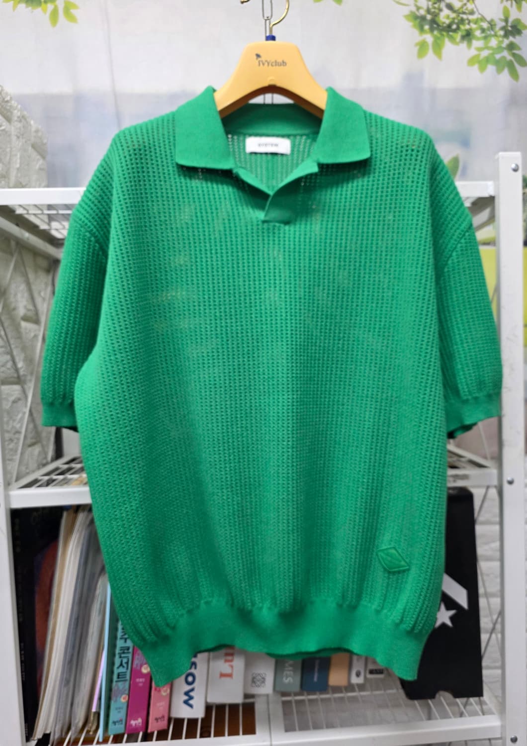 시스템옴므 남성 반팔니트티 105 그린 아일렛 펀칭 카라니트티 MM60 상품이미지1