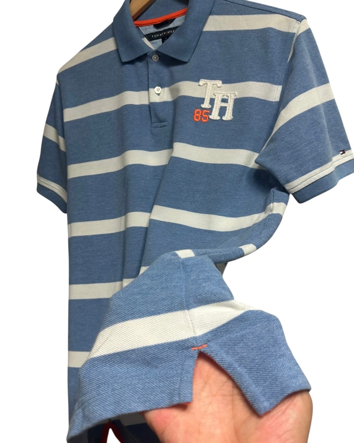 타미힐피거 스트라이프 카라티 아쿠아블루 XL size 상품이미지5