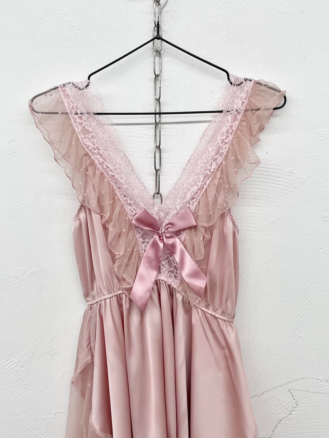 히메갸루 핑크 새틴 프릴 슬립 상품이미지5