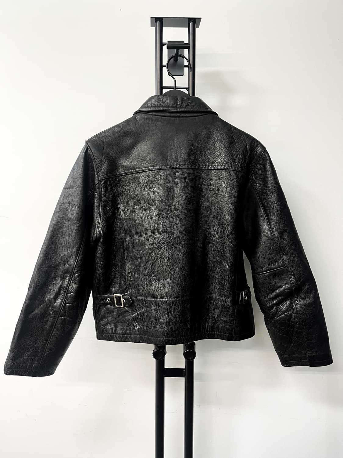 Hae Dong 90's 크롭 카우 레더 자켓 상품이미지4