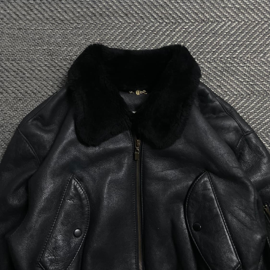 빈티지 아카이브 쉽스킨 레더 크롭 항공 자켓y 5320 상품이미지5