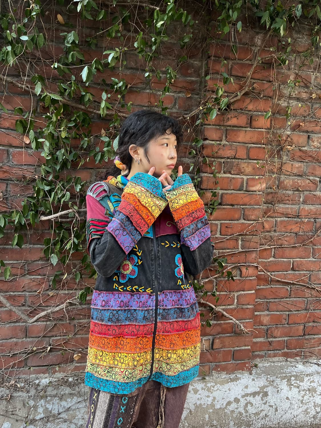 히피 패치워크 후드 집업 상품이미지1