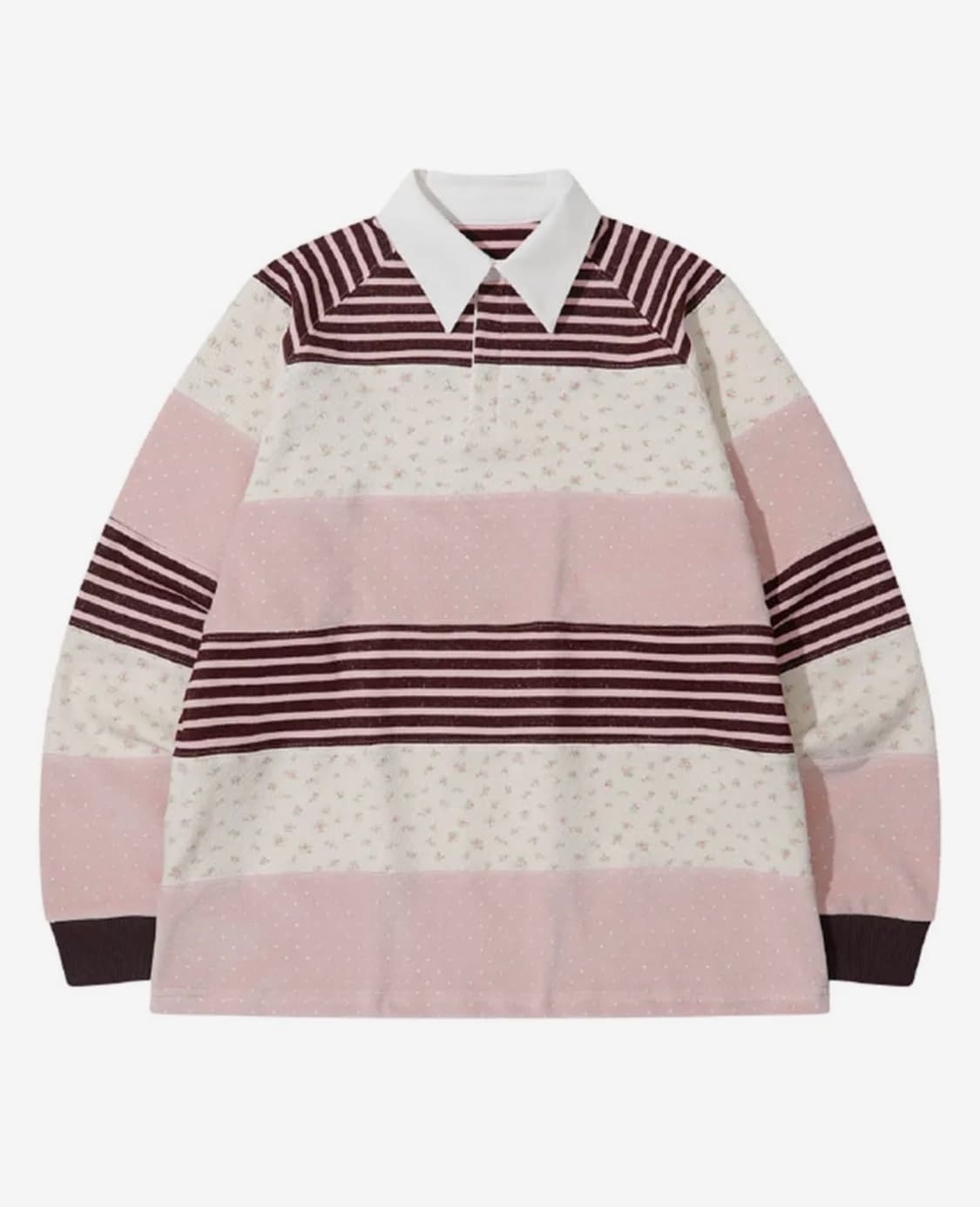 더뮤지엄비지터 스트라이프 패치워크 롱슬리브 상품이미지1