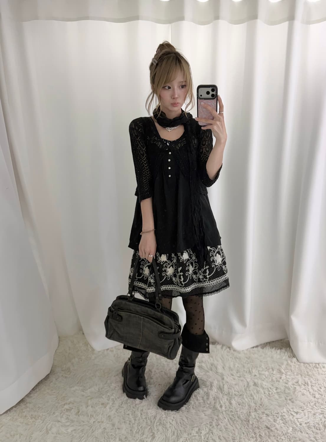 블랙 무채색 히메 레이스 니혼진 엑팜깔 코디세트 상품이미지2