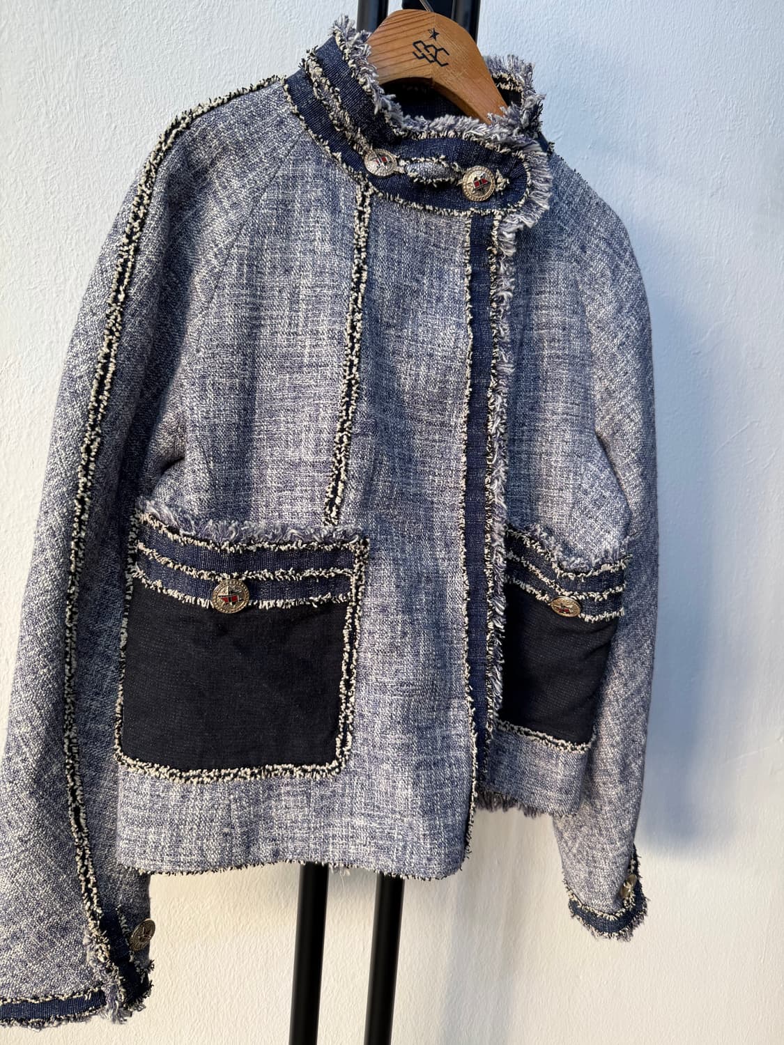 정품) TIME 타임 한섬 트위드 블루 자켓 82 상품이미지2