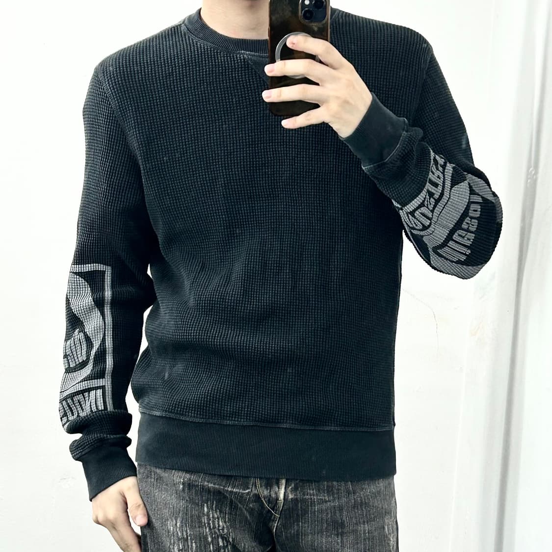디젤 사이드 로고 와플 롱슬리브 상품이미지4