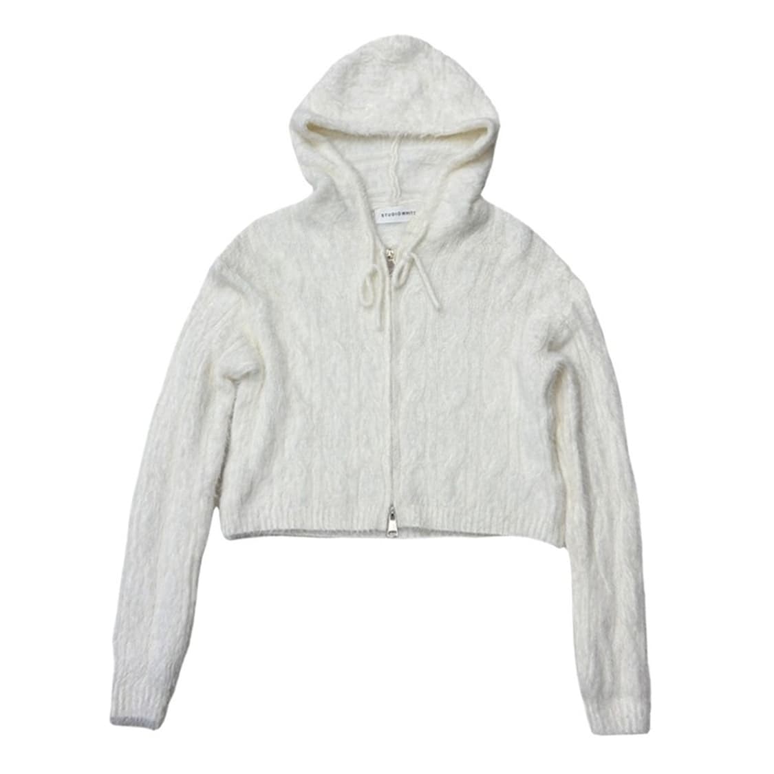 STUDIO WHITE 케이블 니트 집업 후디 F 상품이미지1