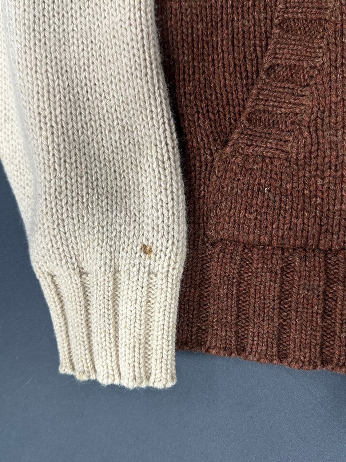 EDWIN 에드윈 89 레터링 브라운 울 니트 후드집업 상품이미지5