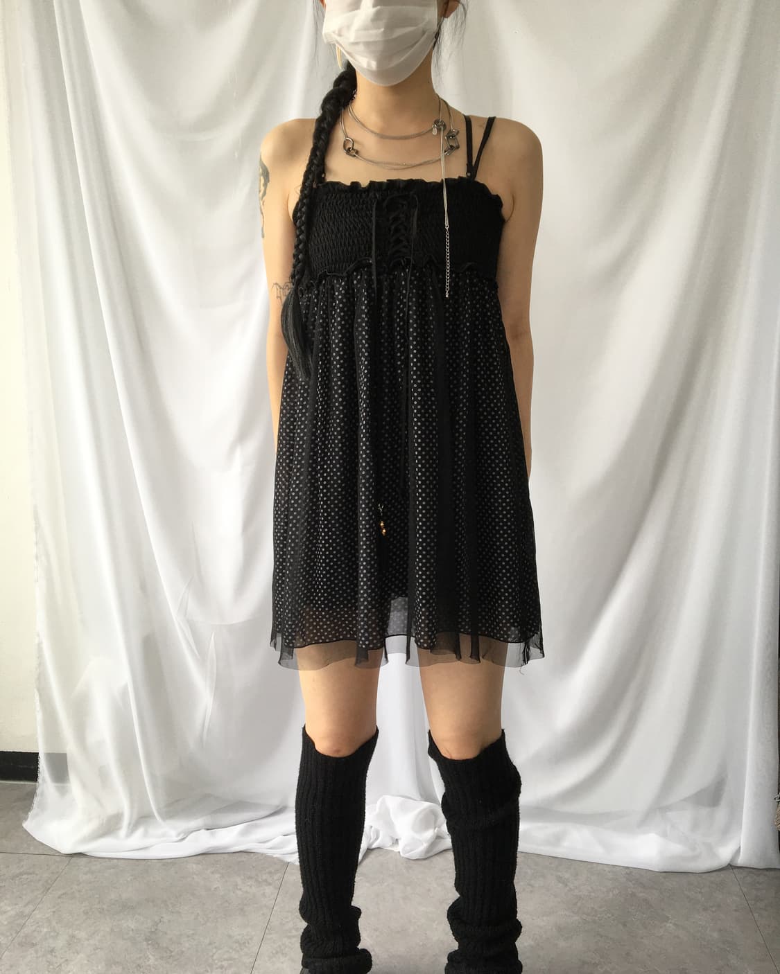 Lace up point dot pattern she layered sl 상품이미지5