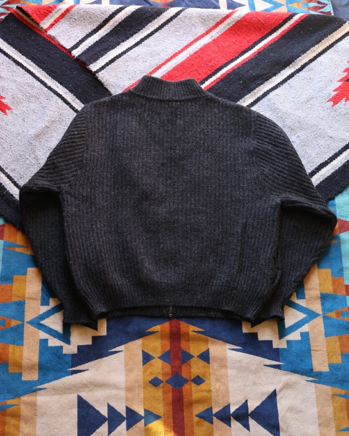 엘엘빈 80s 알파카 울 드라이버 풀 집업 니트 가디건 차콜L 상품이미지8