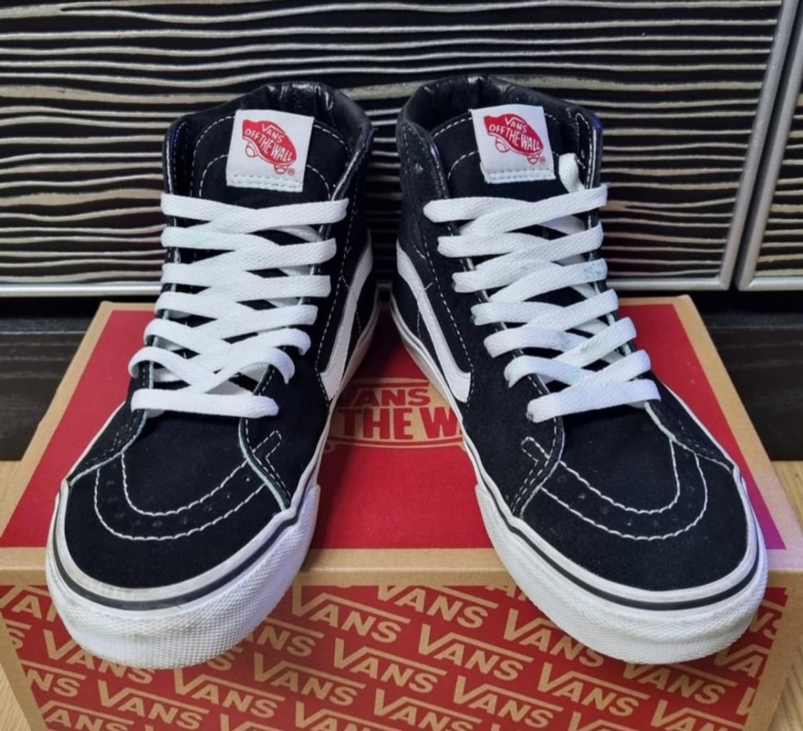 VANS 반스 블랙 화이트 하이탑 스케이트보드 슈 상품이미지2