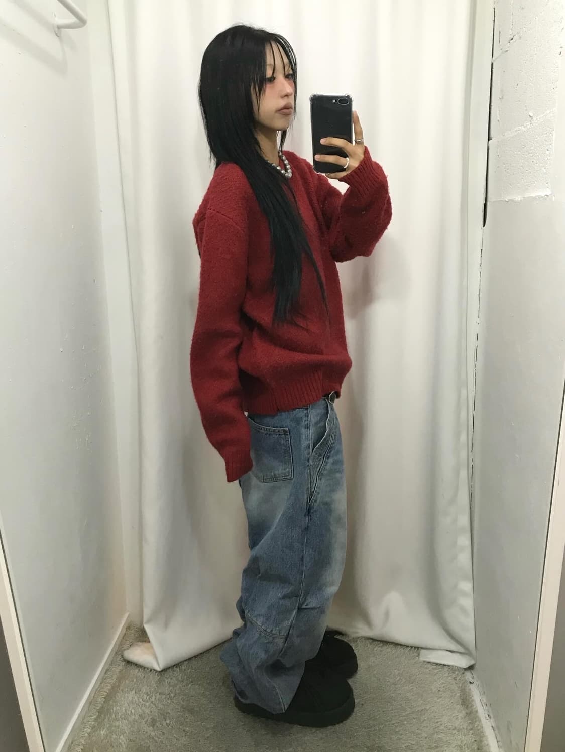 스투시 8볼 헤비 브러쉬드 모헤어 스웨터 - 레드 ( 레어 ) ♥️ 상품이미지5