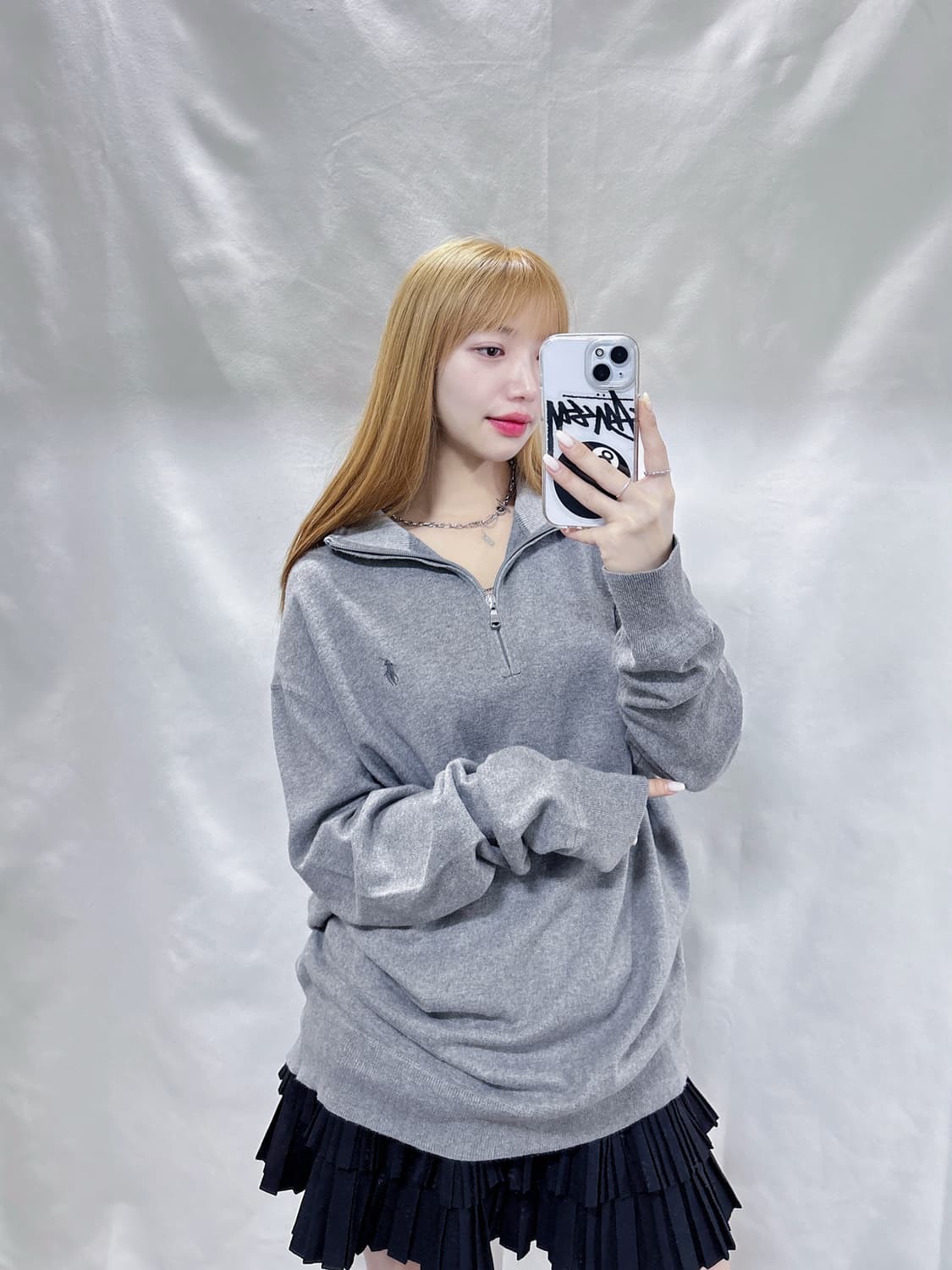 폴로랄프로렌 그레이 포니 반집업 니트  상품이미지1