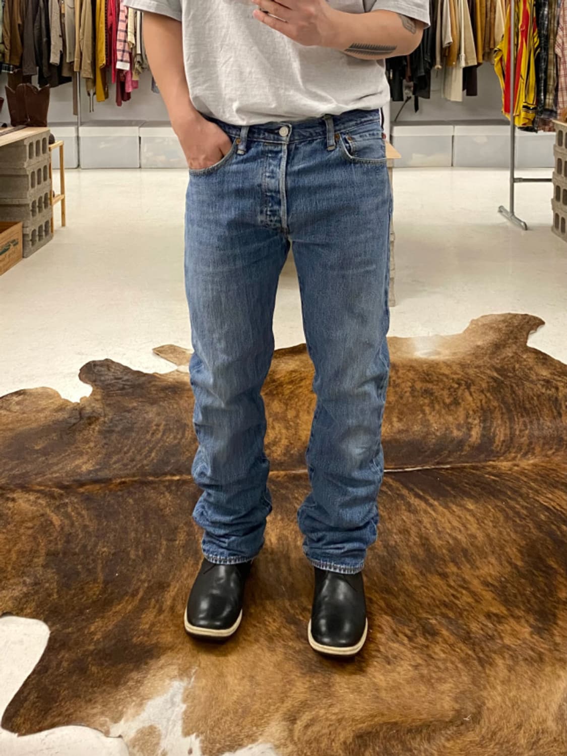 LEVI'S 501 denim pants 리바이스 140주년 가죽패치 상품이미지1