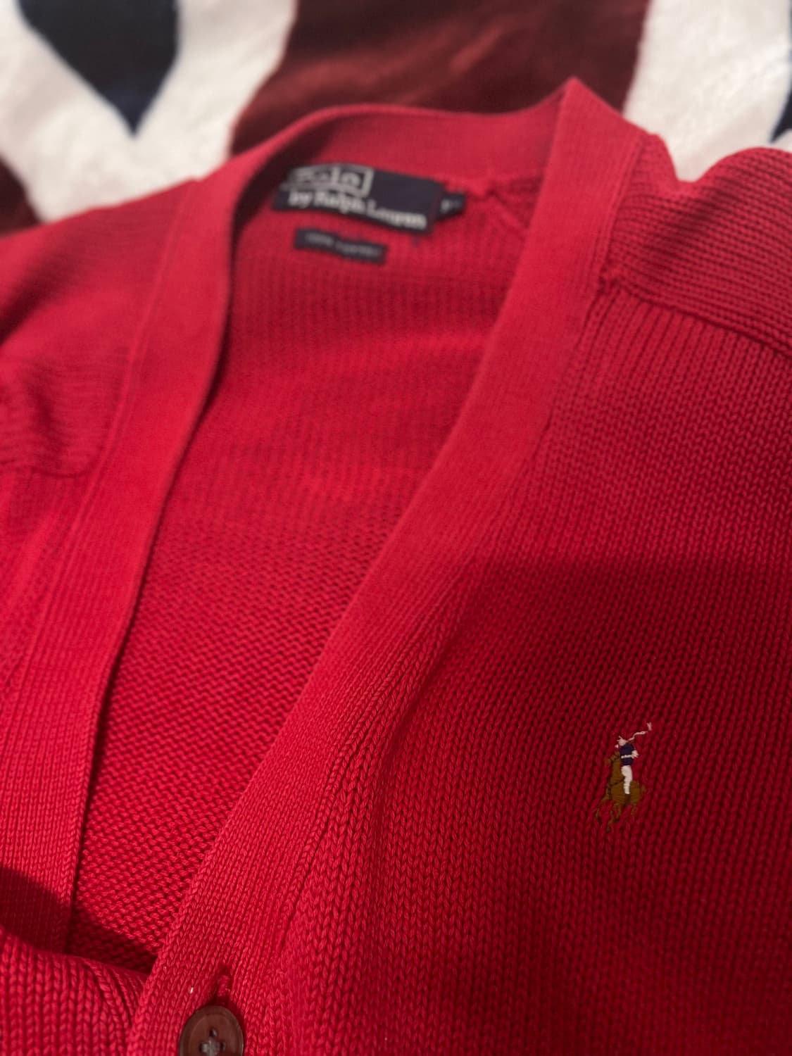 폴로 랄프로렌 레드 면 가디건 105~110 상품이미지2