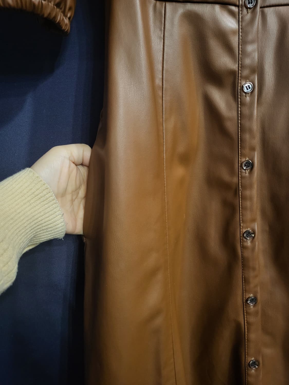 자라 페이크레더 셔츠형 롱원피스 상품이미지4