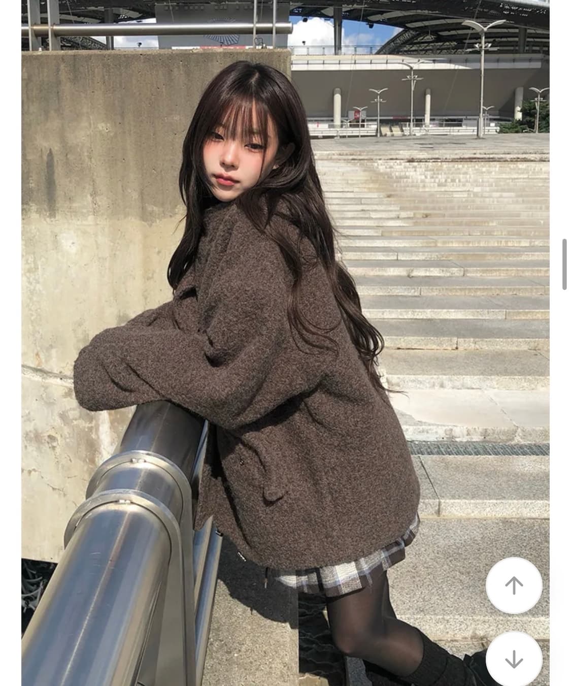 하이넥 하프 코트(애니원모어)/브라운 상품이미지2