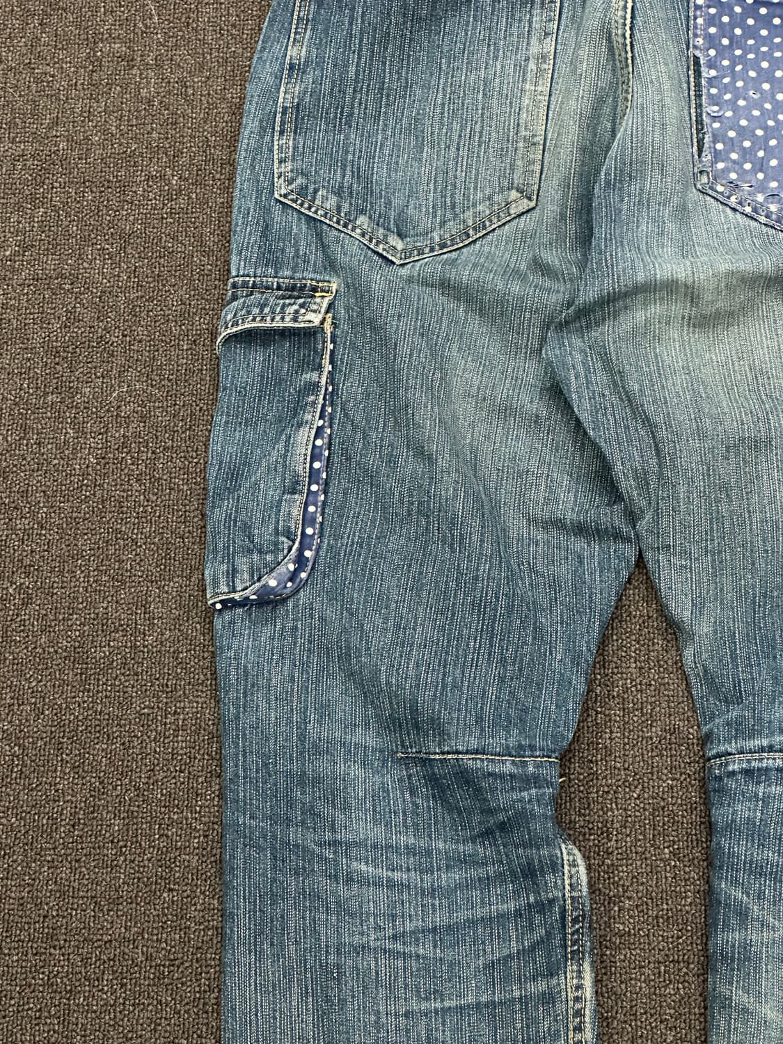 L)정글스톰 빈티지 도트 디테일 워싱 데님팬츠 상품이미지7