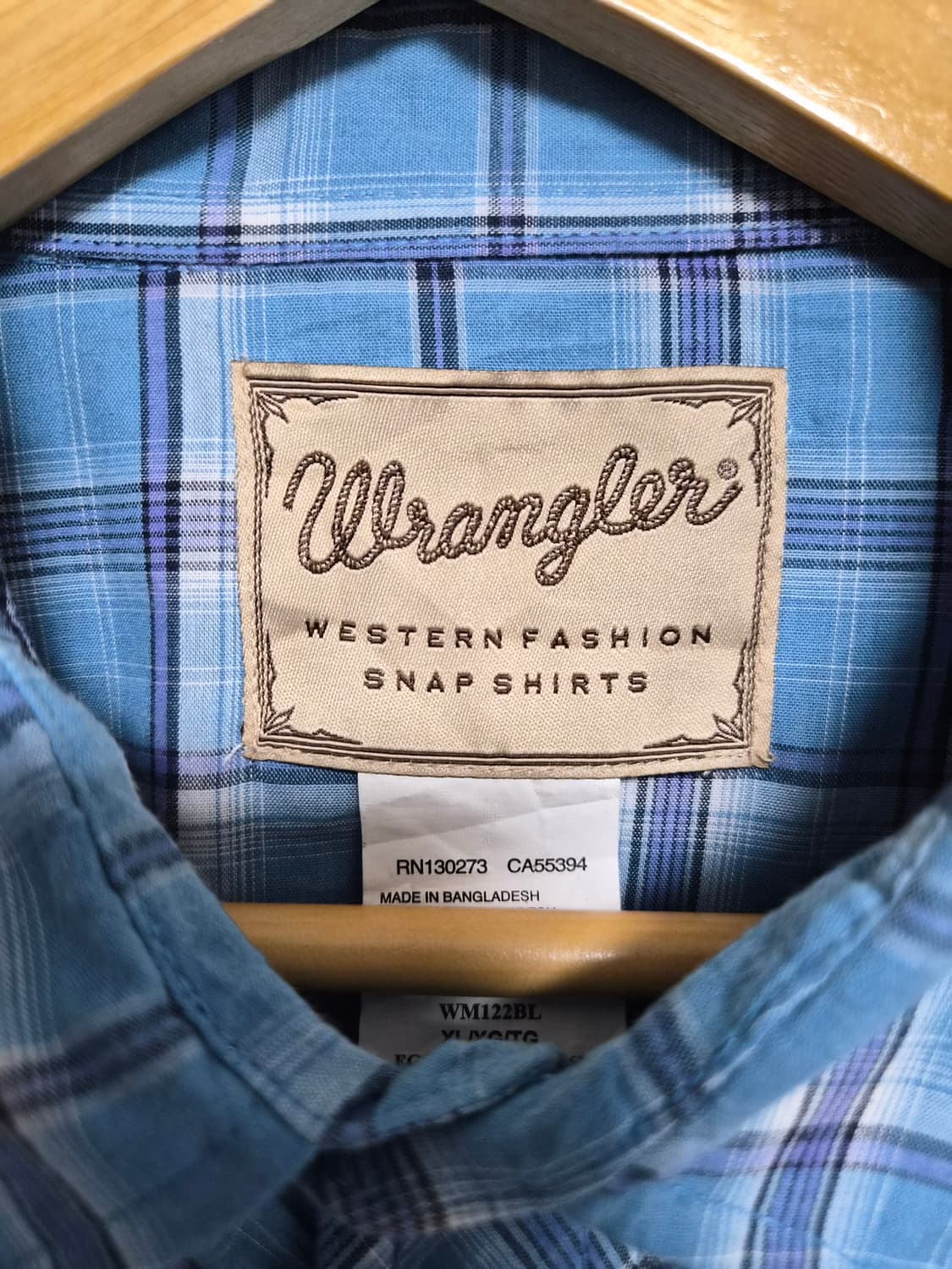 랭글러Wrangler 블루 체크 웨스턴 셔츠 XL - S370 상품이미지4