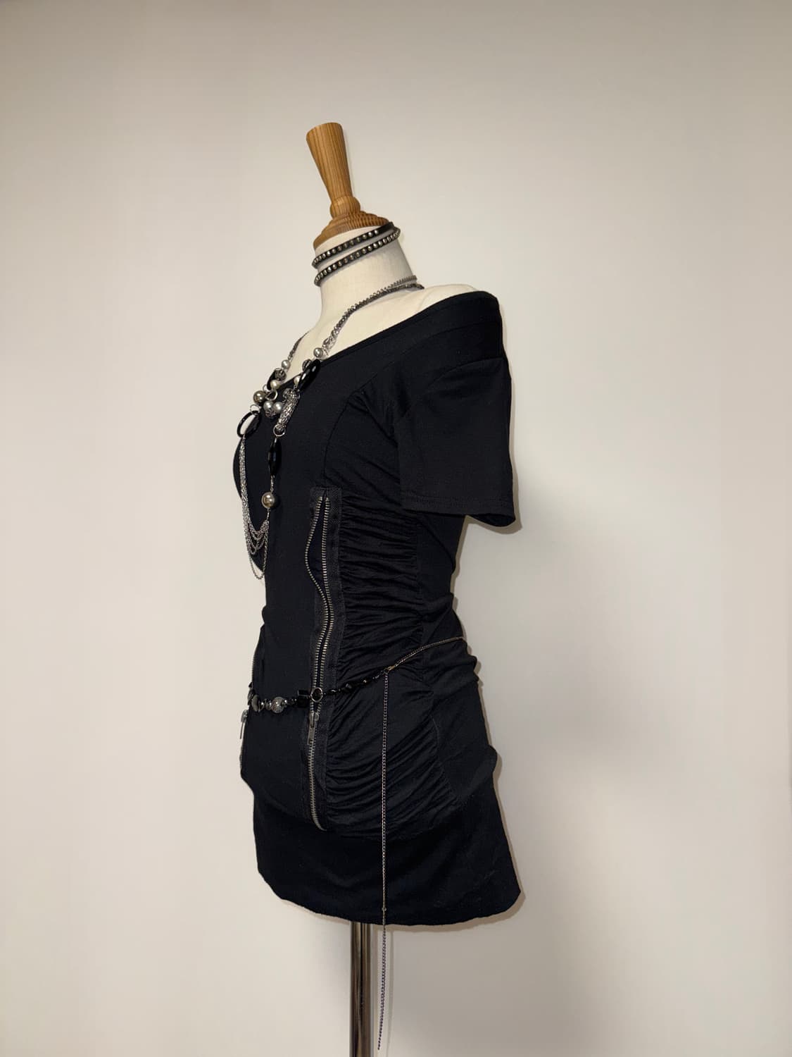 JOKY GAL 지퍼 셔링 갸루 미니 원피스  상품이미지5