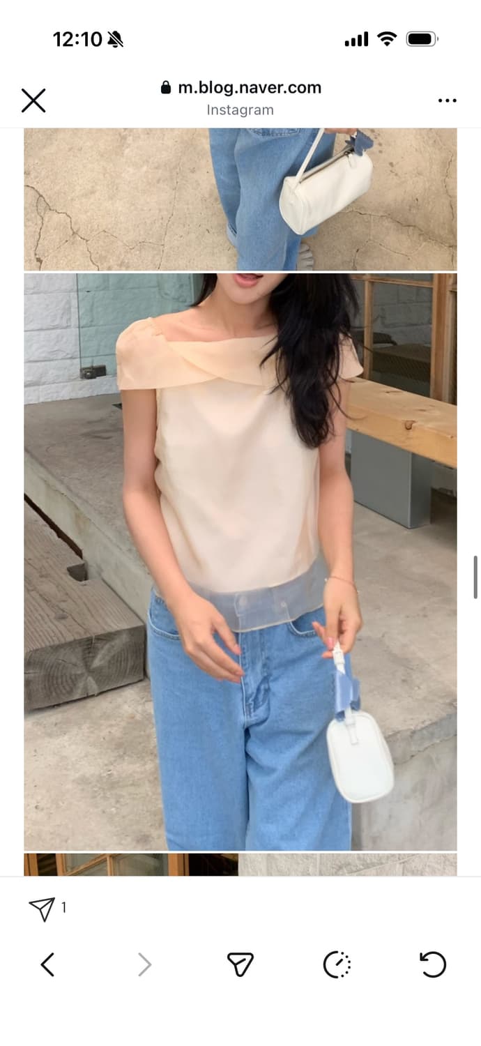 센느 오간자 블라우스 피치 상품이미지2