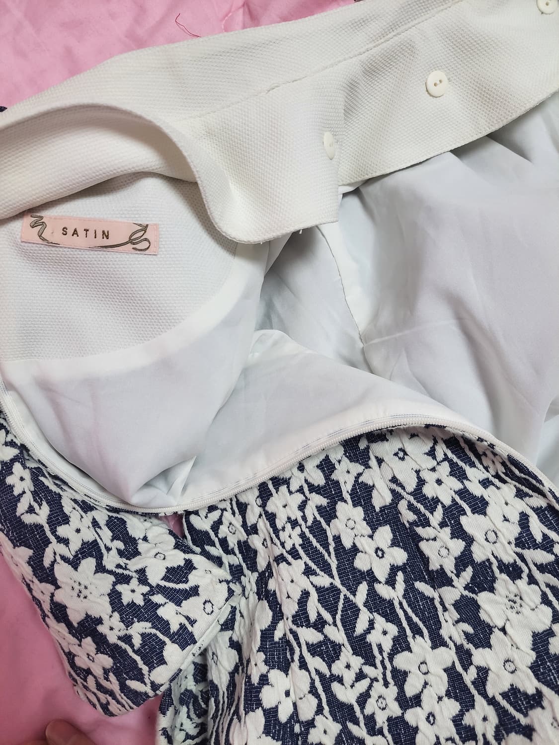 급처새상품!샤틴 탈부착 보석카라 플라워 A에이라인 플레어원피스 레니본st 상품이미지4