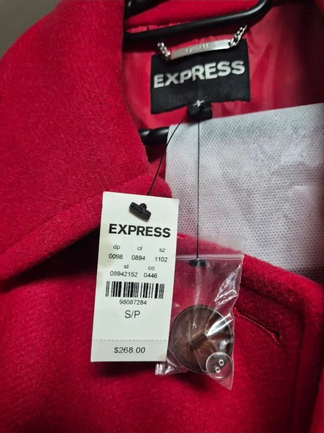 빨간색 코트 새상품 EXPRESS 상품이미지2