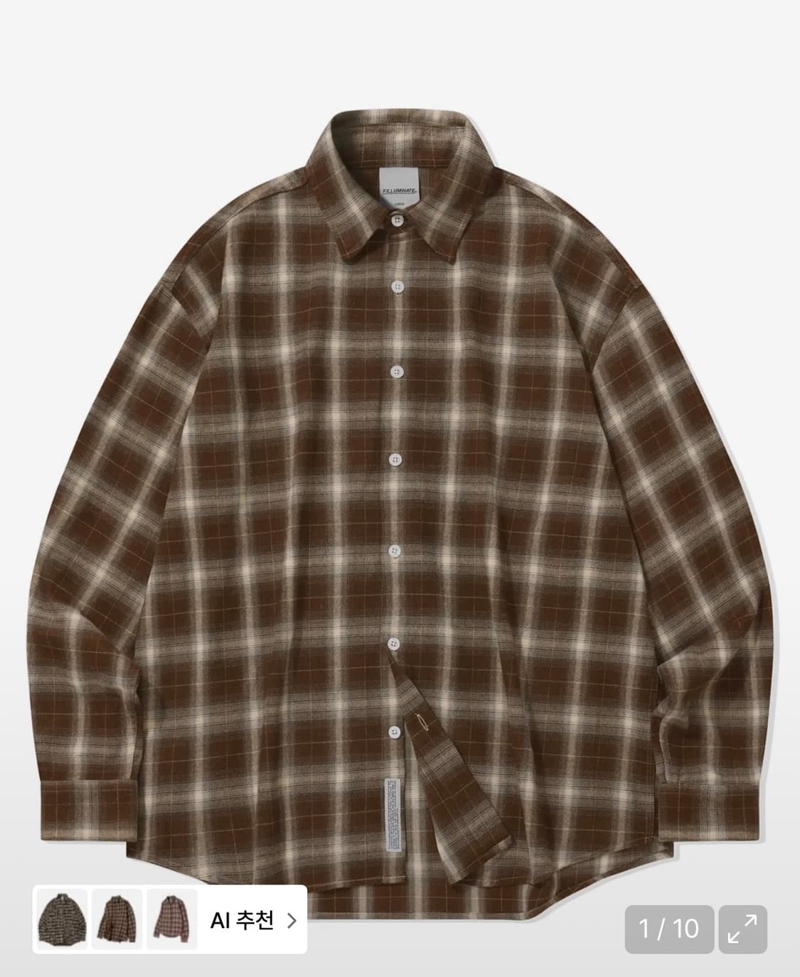 필루미네이트 오버핏 플레이드 체크 셔츠 브라운 L 상품이미지2