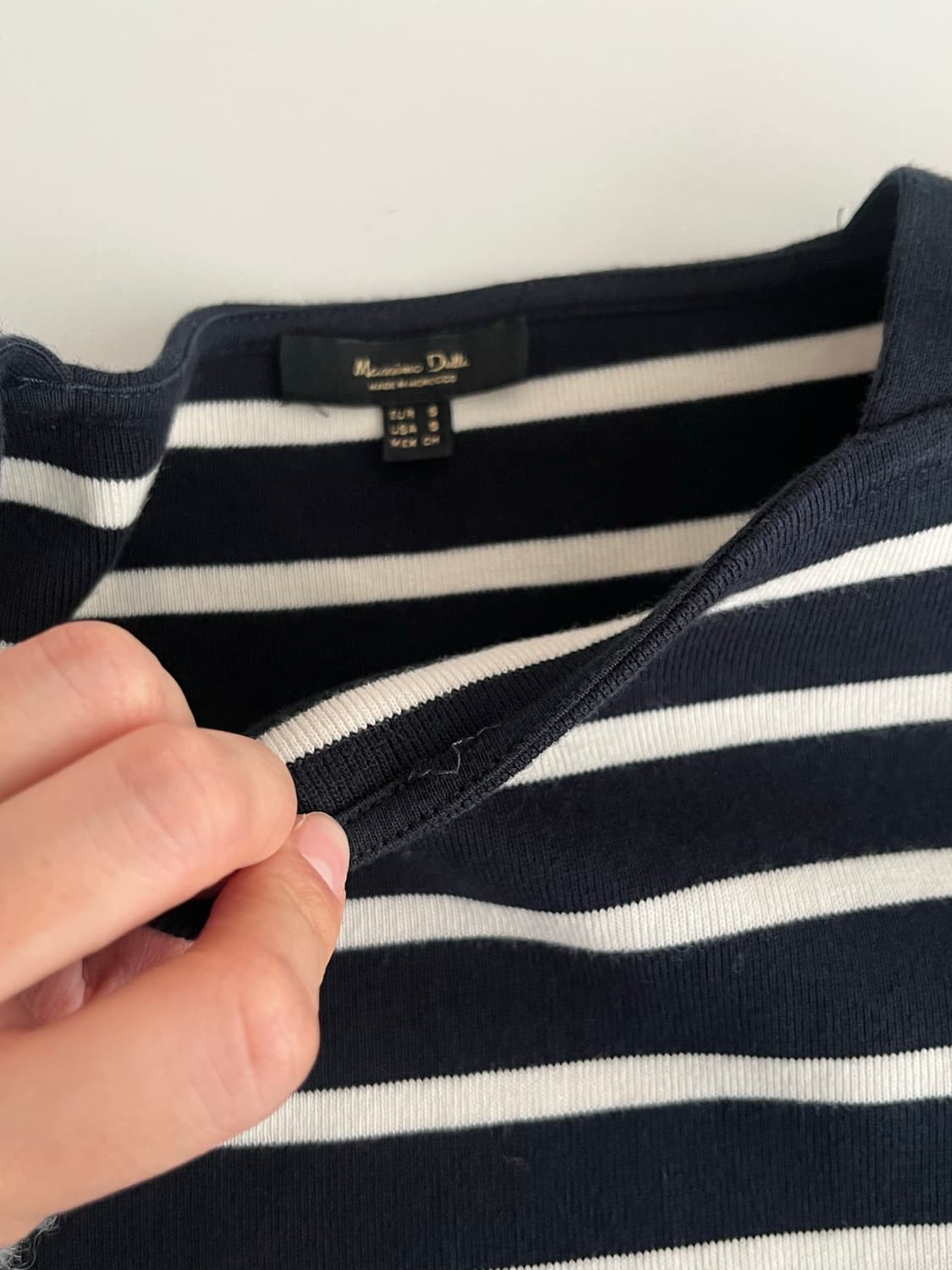 S) 마시모두띠 스트라이프 보트넥 티셔츠 네이비 상품이미지5