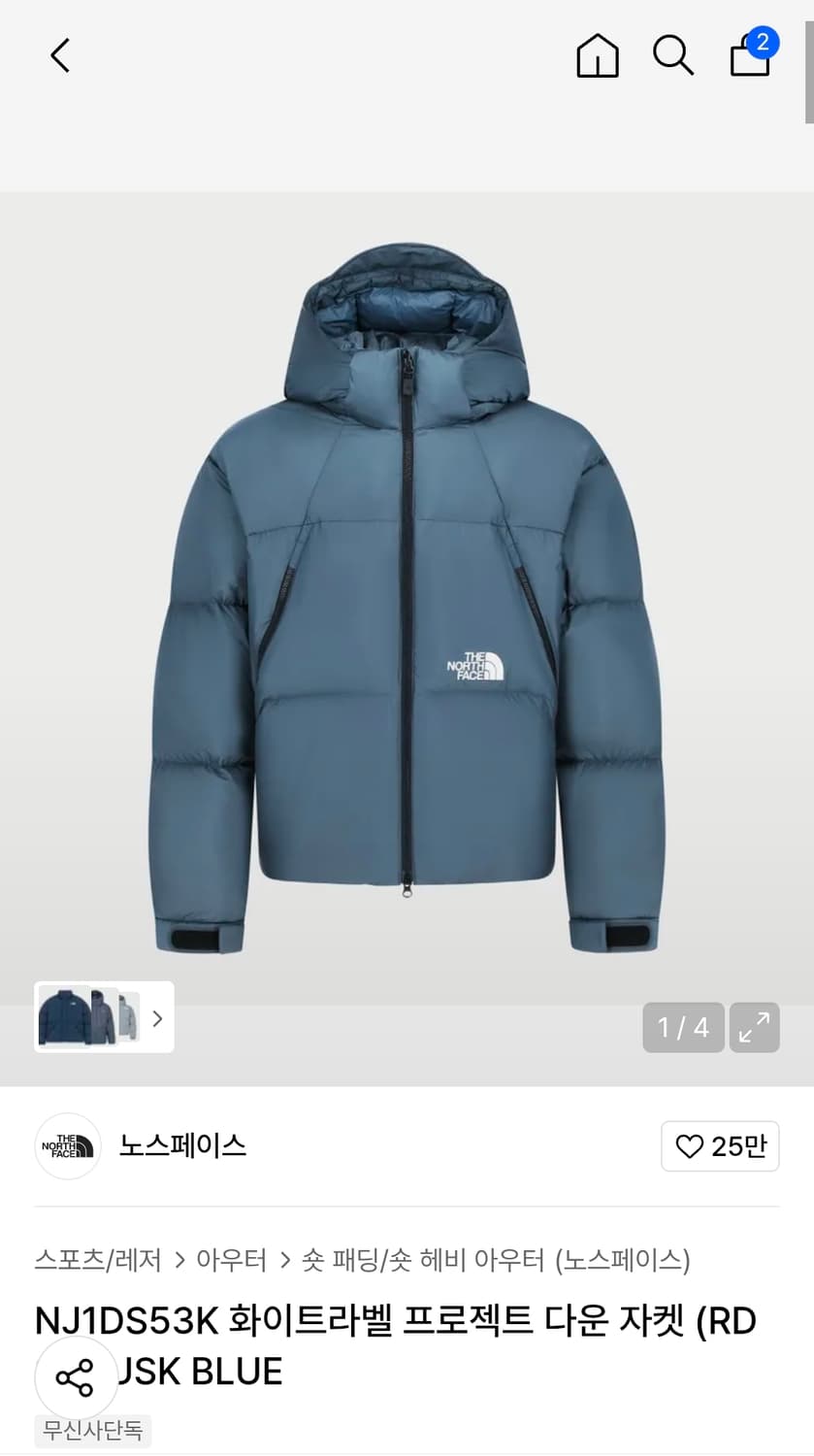 노스페이스 프로젝트 다운 RDS (더스크 블루) 상품이미지1