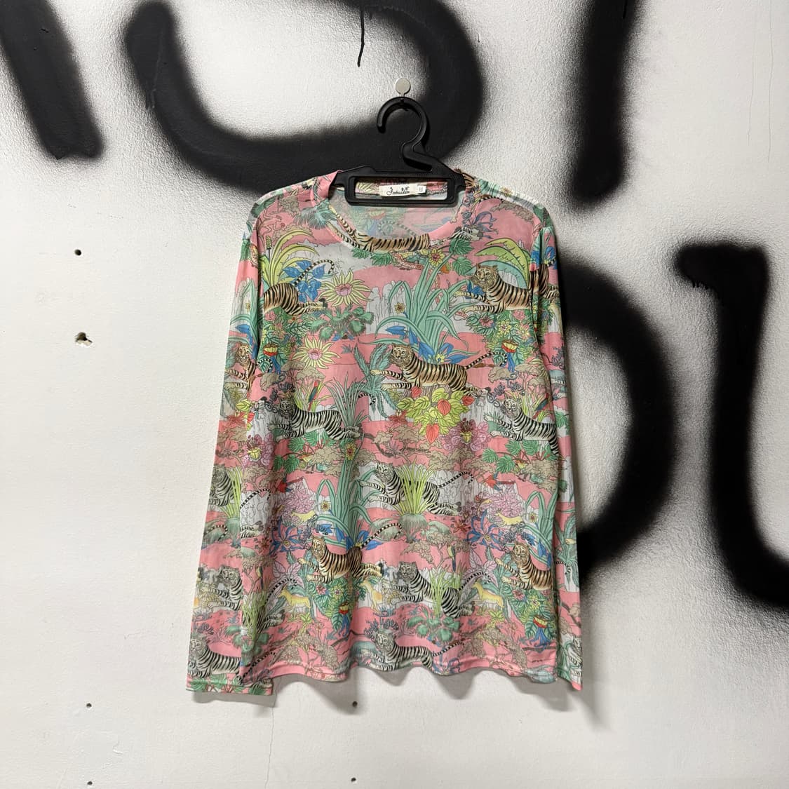 VTG 빈티지 오리엔탈 동양풍 패턴 파스텔 톤 시스루 롱슬리브 상품이미지1