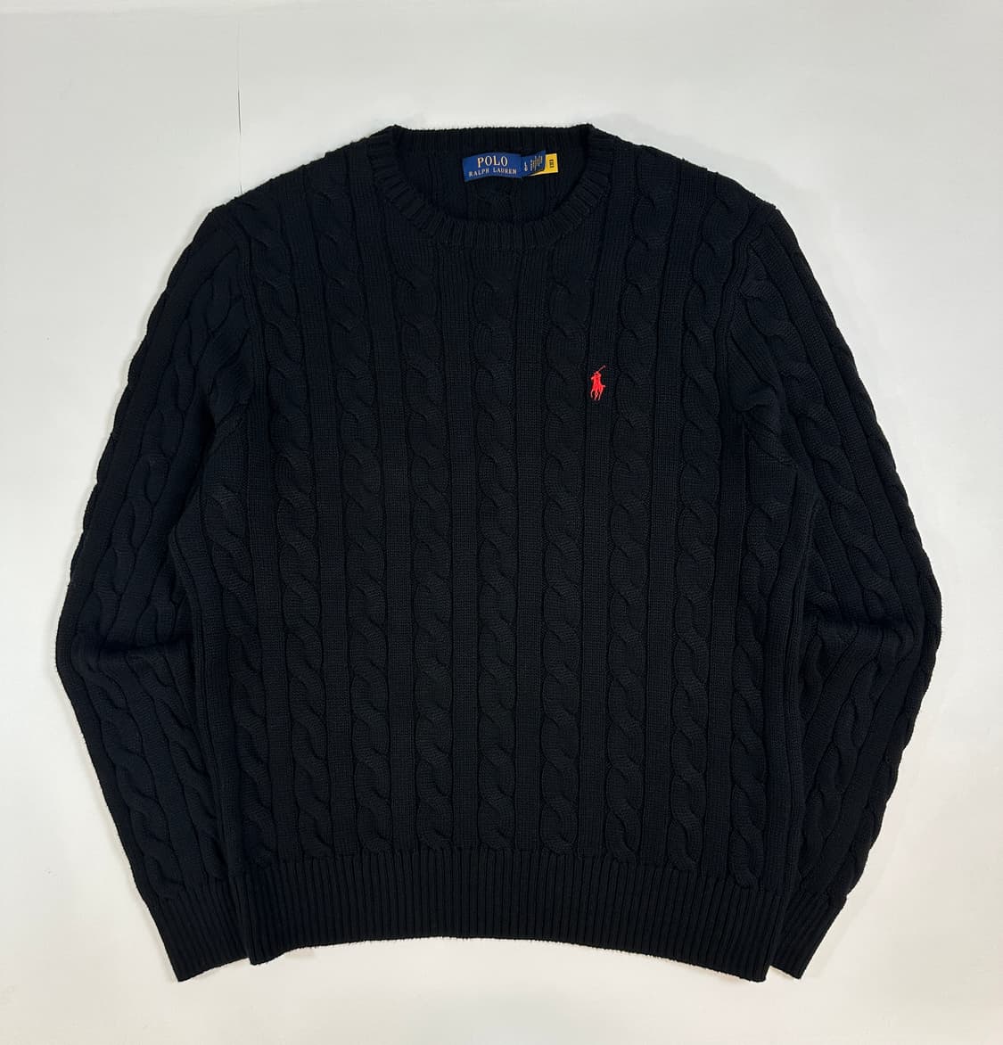 Polo 폴로 QR현행탭 케이블 니트 블랙 (L) 상품이미지1